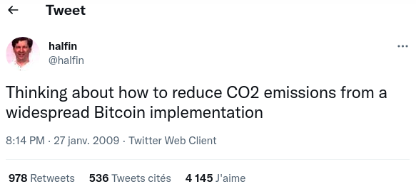 Bitcoin CO2 Tweet